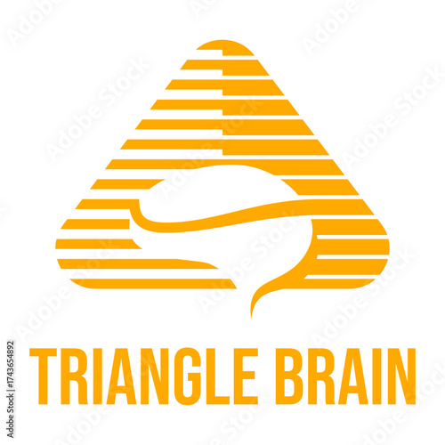 triangle brain abstract flat minimalist logo design
