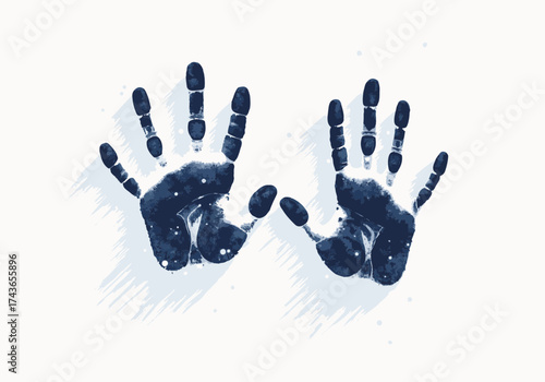 Handprints in snow create a beautiful winter scene, showcasing intricate details and textures, evoking feelings of joy and nostalgia in a serene snowy landscape