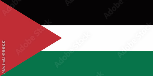 Vector illustration of Palestine flag, accurate proportions, flat design, Middle East symbol