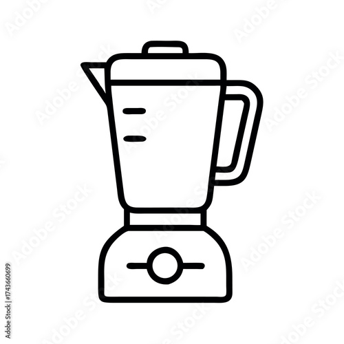 Simple line art icon of a kitchen blender for smoothies and food preparation