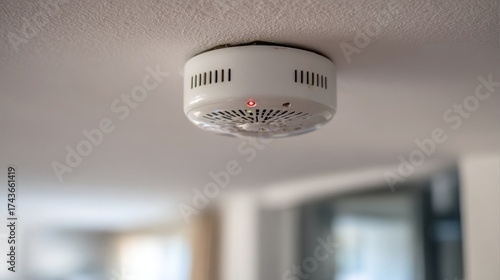 smoke detector and fire sprinkler on ceiling, fire alarming system and security system at home property for safety domestic life