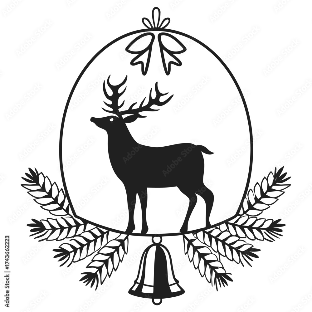 Fototapeta premium Silhouette of a deer inside a christmas ornament
