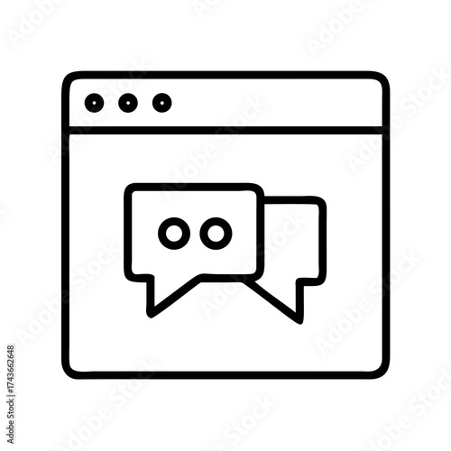 Line art icon representing online chat messages within a browser window interface
