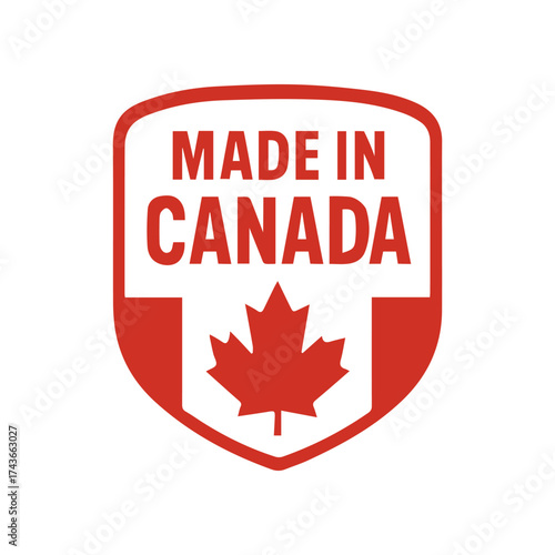 Canada maple leaf badge label made in canada design. Canadian maple leaf emblem seal product made in canada stamp.