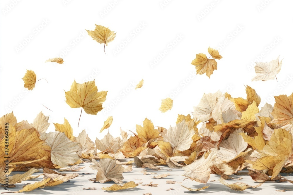 Fototapeta premium Autumn leaves falling gracefully.
