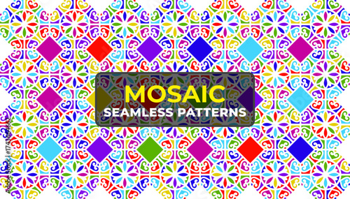 Traditional Arabic Mosaic Background with Intricate Islamic Ornament