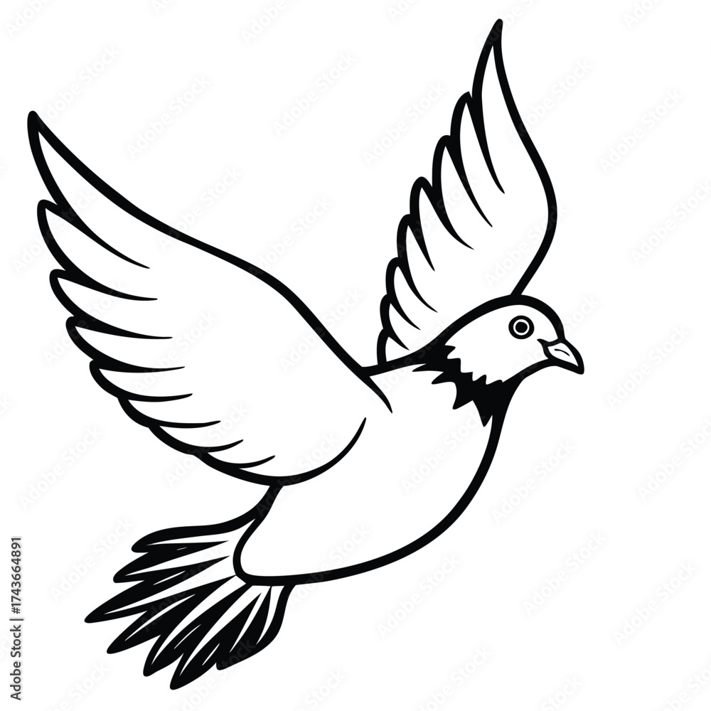 Obraz premium Dove in flight, a symbol of peace and serenity
