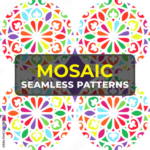 Arabesque Islamic Tile Pattern with Colorful Geometric Ornament
