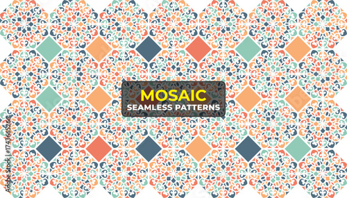 Vintage Moroccan Mosaic Design with Islamic Geometric Decoration