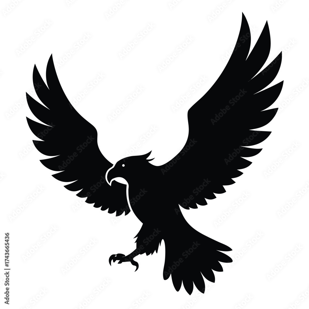 Fototapeta premium Silhouette of an eagle with its wings spread