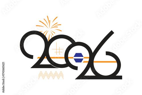 Happy New Year 2026 Celebration Design Modern Festive Typography