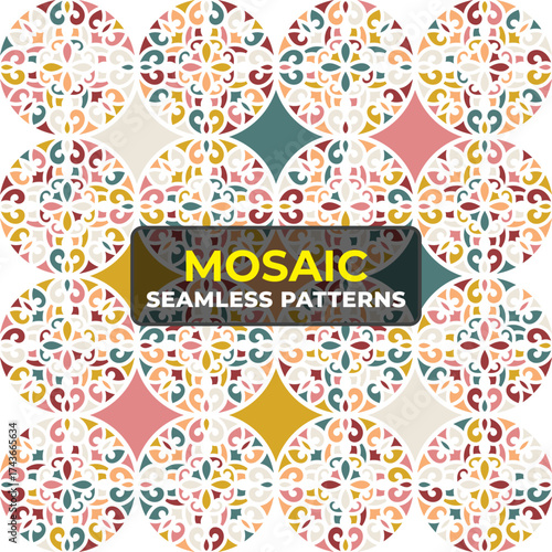 Arabesque Islamic Tile Pattern with Colorful Geometric Ornament