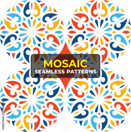 Modern Islamic Geometric Background with Mosaic Tile Texture