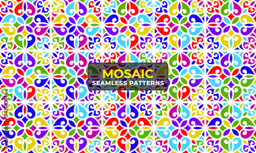 Modern Islamic Geometric Background with Mosaic Tile Texture