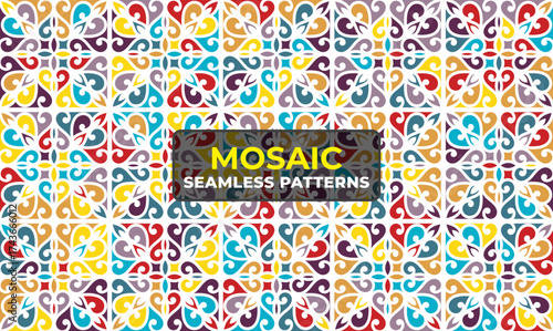 Decorative Islamic Geometric Tile Pattern with Arabesque Motif