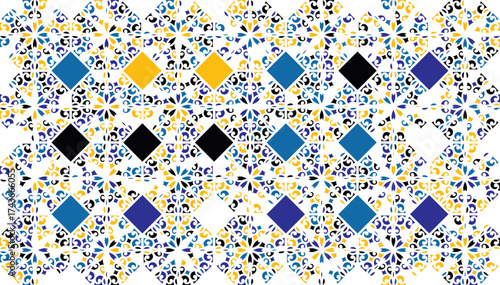Vintage Moroccan Mosaic Design with Islamic Geometric Decoration