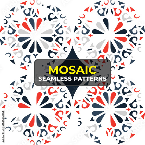 Decorative Islamic Geometric Tile Pattern with Arabesque Motif