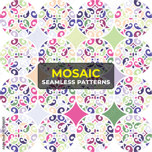 Modern Islamic Geometric Background with Mosaic Tile Texture