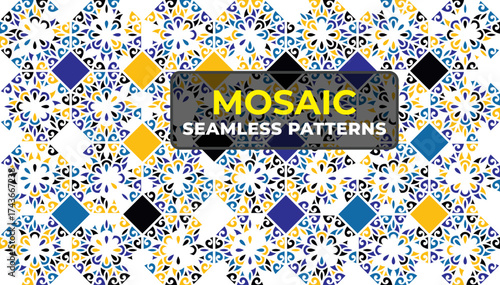 Arabesque Islamic Tile Pattern with Colorful Geometric Ornament