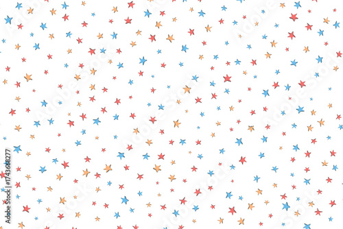 Color stars confetti background. Splash effect banner. Vector abstract illustration with blurred drops of rain for wallpaper, wrapping paper, backdrop, poster, card etc.
