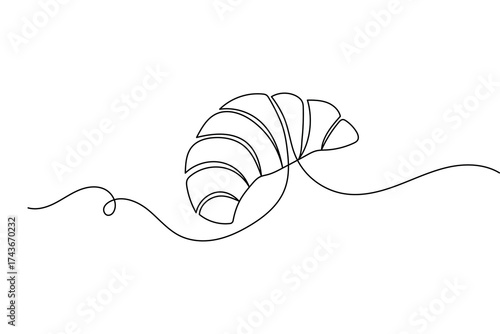 Croissant breakfast continuous one line drawing minimalist style isolate outline vector illustration
