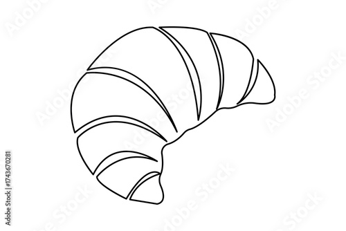 Croissant breakfast continuous one line drawing minimalist style isolate outline vector illustration

