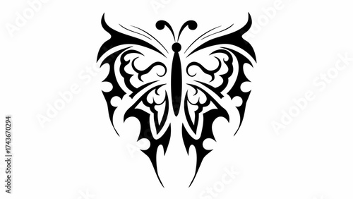 Elegant butterfly design with tribal art influence, perfect for tattoos, fashion accents, and creative projects with a natural, edgy feel, versatile for many uses
