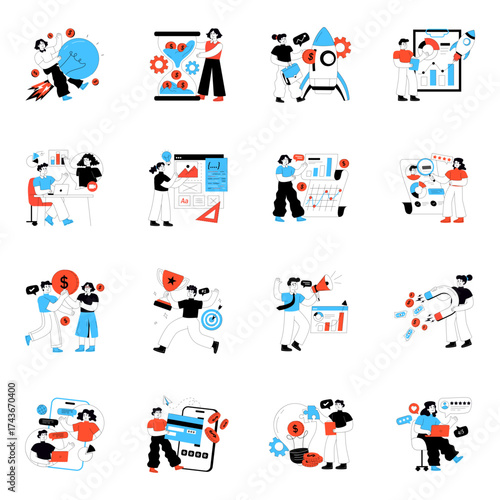 Set of Startup and Launch Flat Illustrations