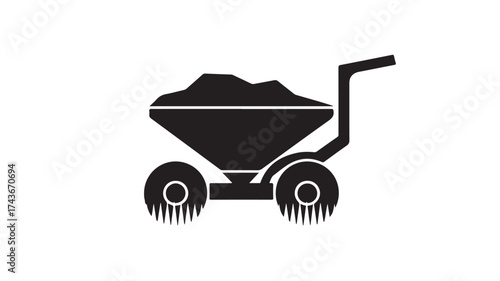 Gardening made easy with a wheelbarrow icon, perfect for landscaping projects and agricultural themes, conveying efficiency and hard work in a minimalist style, great for web design