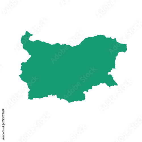 Map of Bulgaria, sign silhouette. World Map Globe. Vector Illustration isolated on white background. Europe continent.