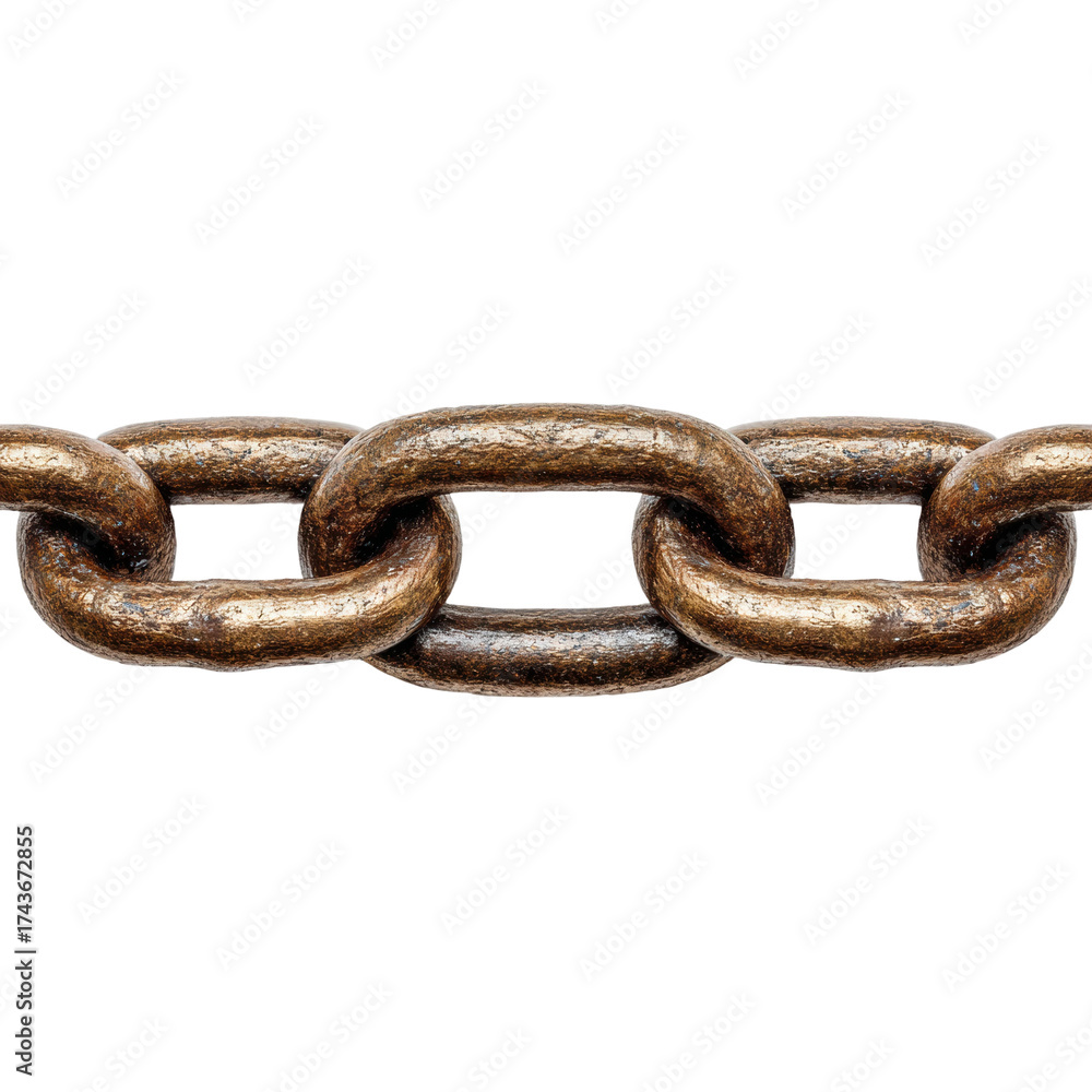 Fototapeta premium Connecting links industrial metal chain view isolated on transparent background
