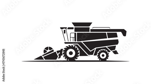 Powerful combine harvester silhouette for modern agriculture branding, showcasing precision and efficiency in farming technology for logos, icons and graphic design projects