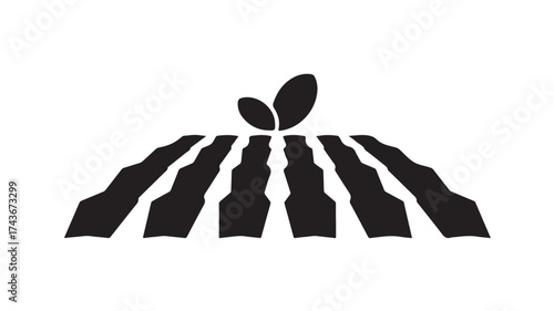Discover a stylized farm field icon, ideal for sustainable farming concepts and modern agricultural designs, promoting environmental awareness with its clean and simple aesthetic