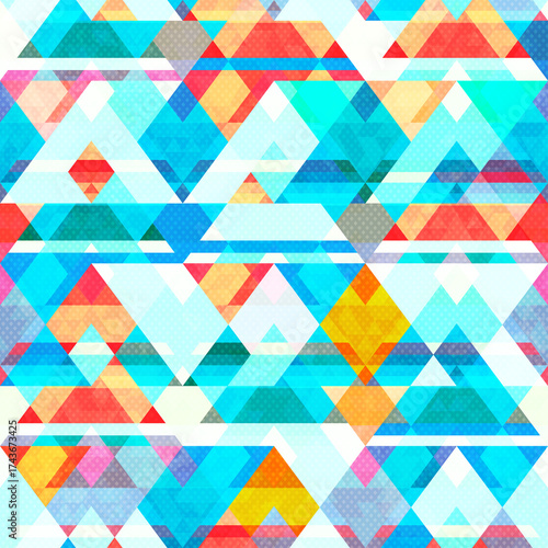 Blue color mosaic seamless pattern