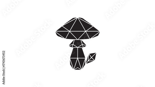 Modern geometric mushroom illustration, perfect for edgy branding or unique designs, add a touch of nature-inspired artistry to your project with this eye-catching minimalist fungi icon