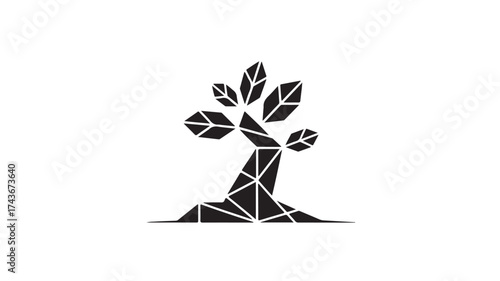 Abstract geometric tree design for eco-friendly brand identity, representing growth and nature's resilience, perfect for logo creation and sustainable business visuals