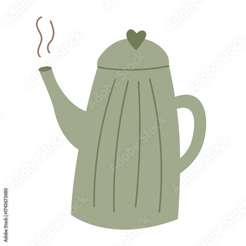 Vector illustration of a teapot in a hand-drawn style. Concept for cozy seasonal mood or pottery