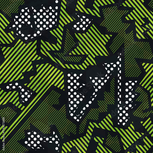 Green color geometric seamless pattern