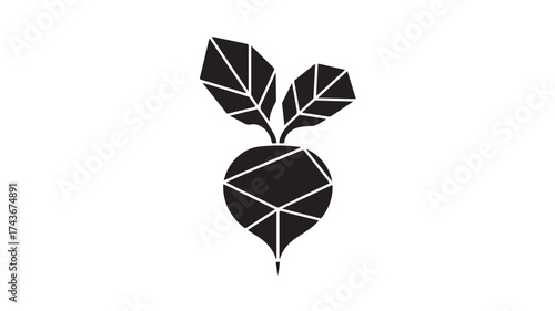Sleek geometric beetroot icon perfect for modern branding, restaurant logos, or healthy food campaigns, offering a contemporary twist on classic vegetable imagery for a fresh, organic feel