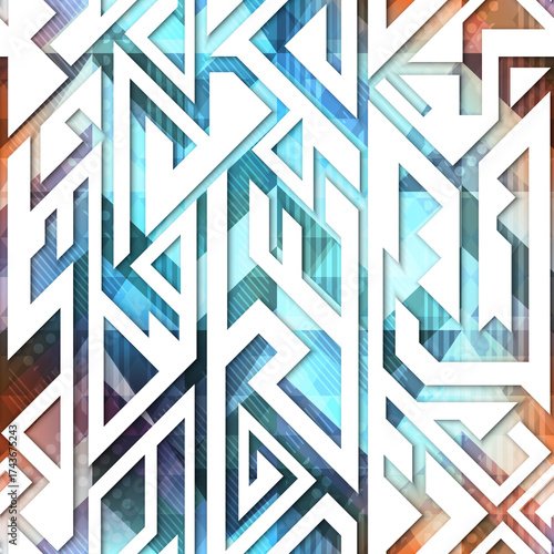 Tech geometric seamless pattern