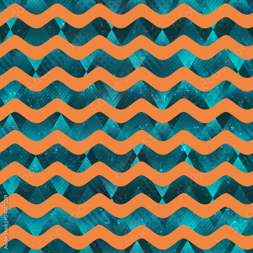 Water geometric seamless pattern
