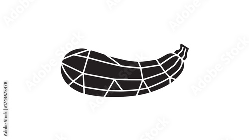Modern abstract geometric icon symbolizing a healthy zucchini or squash, perfect for food blogs, nutrition apps, or organic branding with a clean, minimalist aesthetic