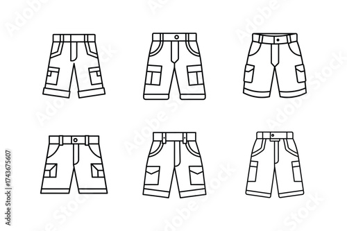 cargo shorts icon line art vector illustration