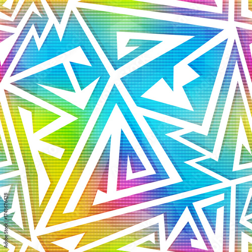 Rainbow color geometric seamless pattern
