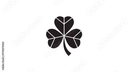 Bold black shamrock symbol representing luck and Irish heritage, perfect for festive designs and cultural celebrations with a modern graphic appeal.