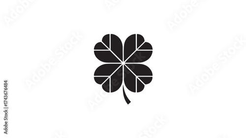 Striking black four leaf clover graphic symbolizing luck and good fortune, perfect for design projects seeking a touch of serendipity and optimism
