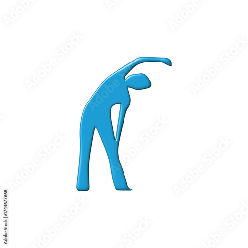 Blue Human Figure Stretching Exercise Icon