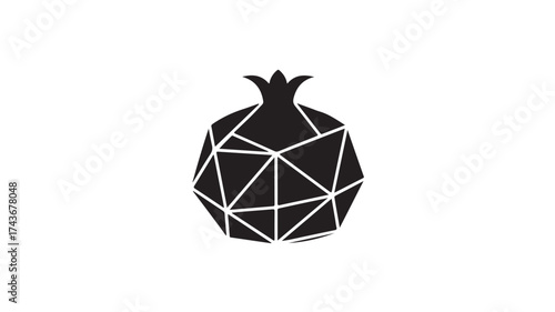 Striking geometric pomegranate icon symbolizing health, abundance, and natural goodness with a modern, minimalist design ideal for branding and healthy living concepts