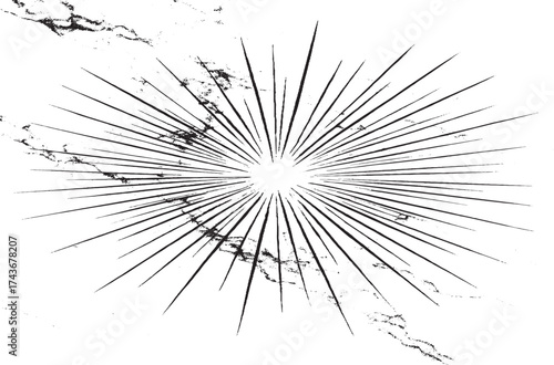 Grunge Sunburst Rays Background | Vintage Black and White Radiant Burst Texture Design