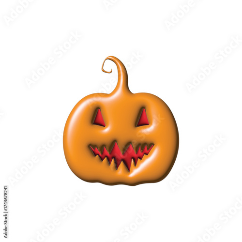 Spooky Halloween Jack-o'-lantern illustration with carved face